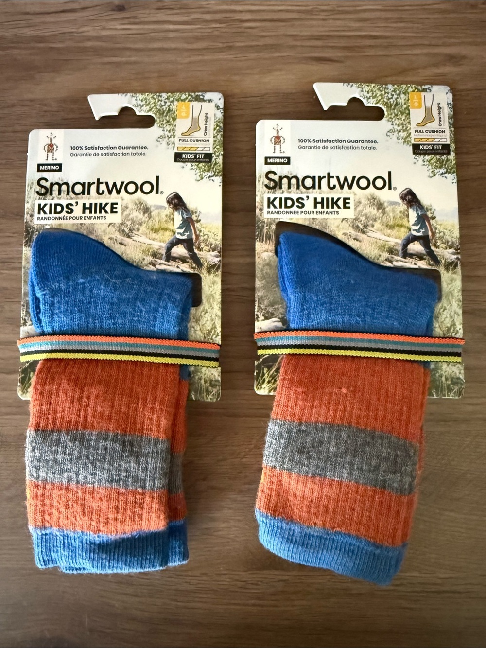 SmartWool Kids Hike Full Cushion Striped Crew Socks • set of 2 • NWT • kids L